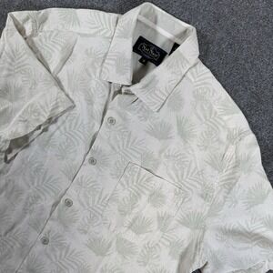 Nat Nast Shirt Mens M‎ Silk Blend Hawaiian Palms Short Sleeve Casual Button Up